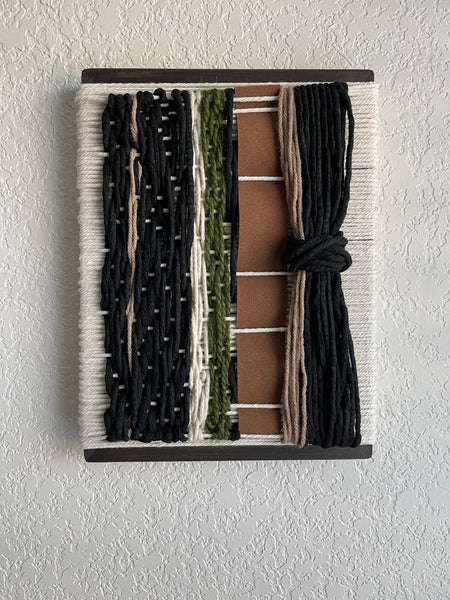 Woven Tile- Black, Suede and Green