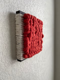 Woven Tile- Fluff-Coral Pink and White