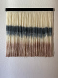 Custom Abstract Dip Dyed Wall Hanging-Blues and tan