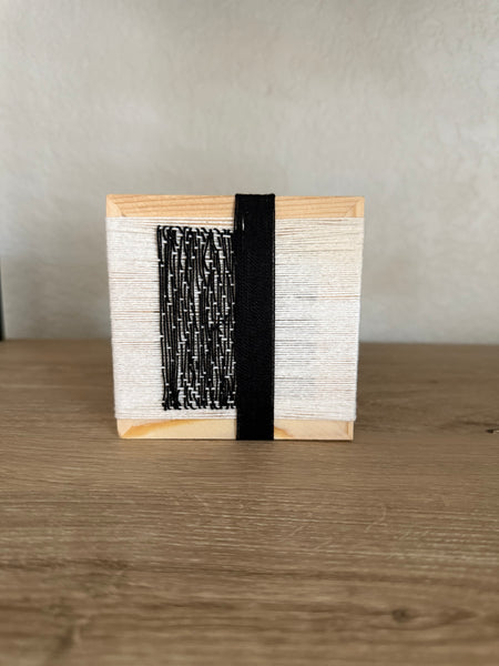 Mini Woven Tile - String Theory- Black and White #1
