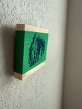 Mini Woven Tile - String Theory-  Green and Blue #1