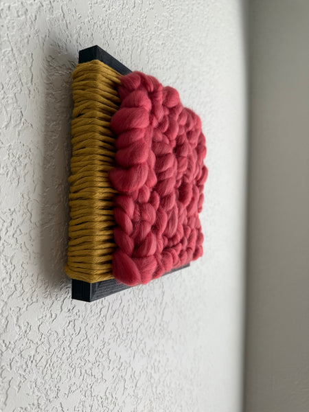 Woven Tile- Fluff- Mustard and Coral