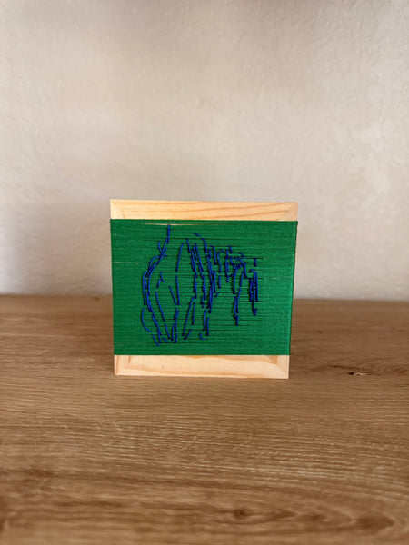 Mini Woven Tile - String Theory-  Green and Blue #1