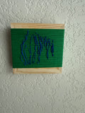 Mini Woven Tile - String Theory-  Green and Blue #1