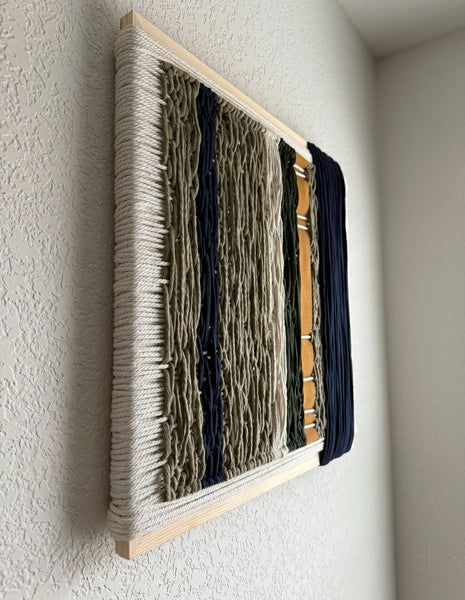 Woven Tile- 20”x20” Navy, Green and Mustard